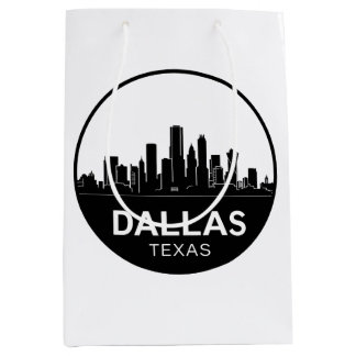 Dallas Texas Skyline Black and White Cityscape Medium Gift Bag