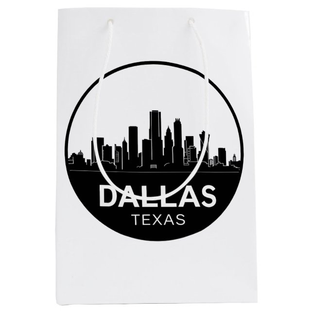 Dallas Texas Skyline Black and White Cityscape Medium Gift Bag (Front)
