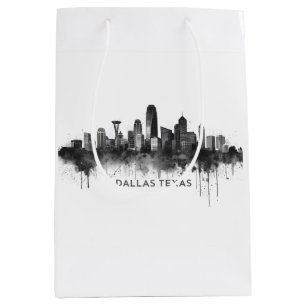 Dallas Texas Skyline Black and White Cityscape Medium Gift Bag
