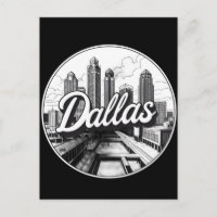 Dallas Texas Skyline Black and White Cityscape