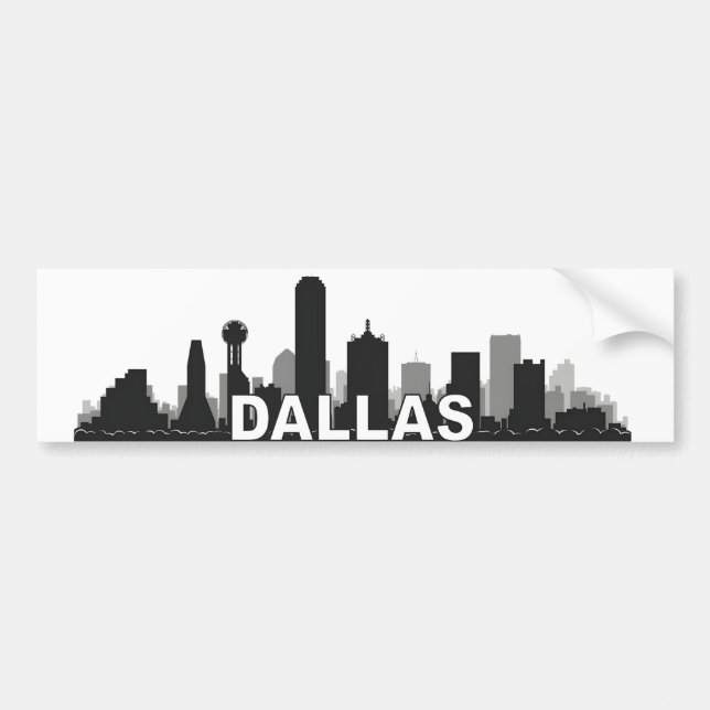 Dallas Texas Skyline Bumper Sticker (Front)
