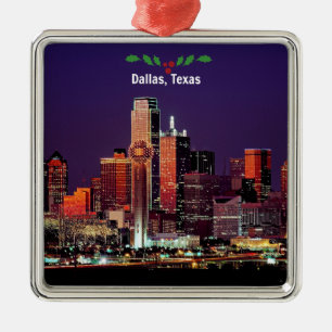 Dallas, Texas Skyline, Christmas, Metal Tree Decoration