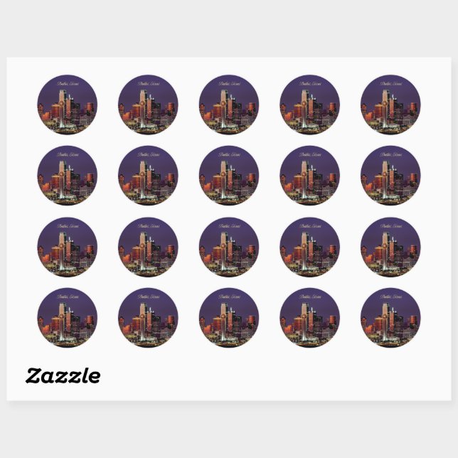 Dallas, Texas skyline Classic Round Sticker (Sheet)