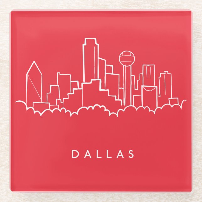 Dallas Texas Skyline Glass Coaster (Front)