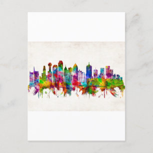 Dallas Texas Skyline Holiday Postcard