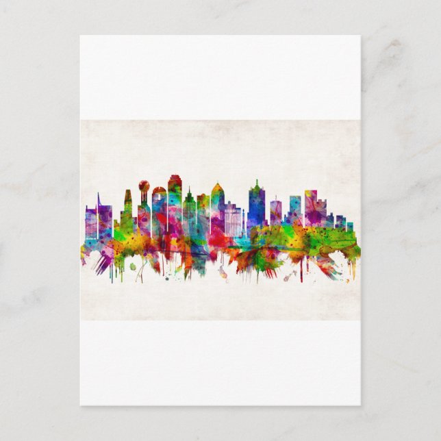 Dallas Texas Skyline Holiday Postcard (Front)