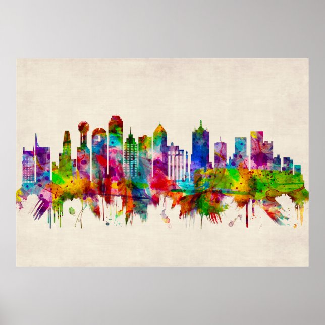 Dallas Texas Skyline Poster (Front)