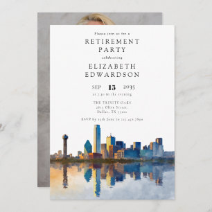 Dallas Texas Skyline Retirement Party Photo Invitation