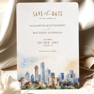 Dallas Texas Skyline Save-the-Date Invitation