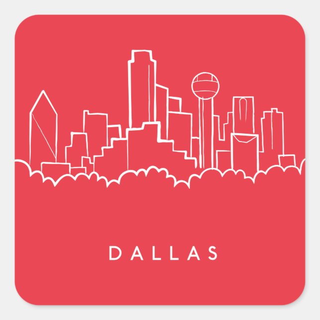 Dallas Texas Skyline Square Sticker (Front)