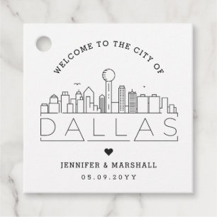 Dallas, Texas Skyline   Wedding Welcome Favour Favour Tags