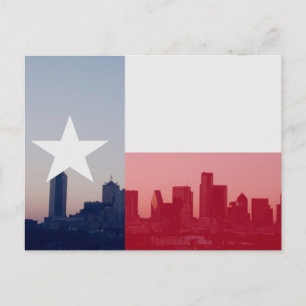 Dallas, Texas Skyline with Texas Flag Superimposed Postcard