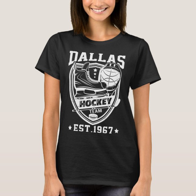 Dallas Texas Star Sticks Funny Hockey Team Classic T-Shirt (Front)