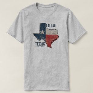 Dallas Texas State Map Flag T-Shirt