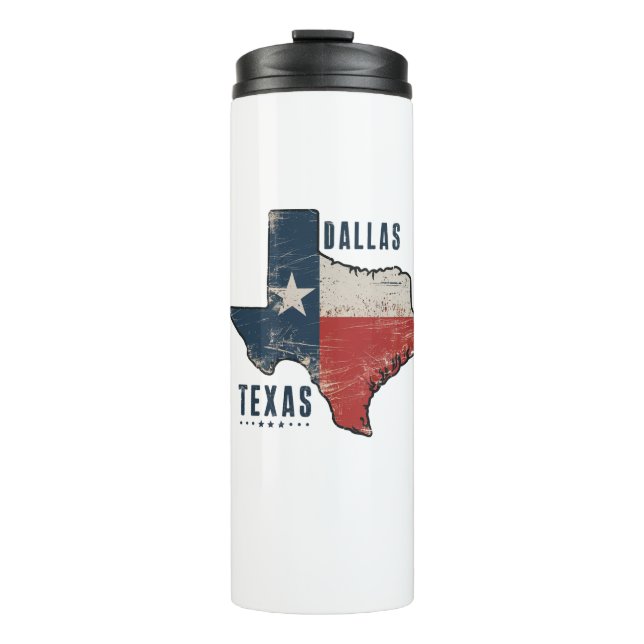Dallas Texas State Map Flag Thermal Tumbler (Front)