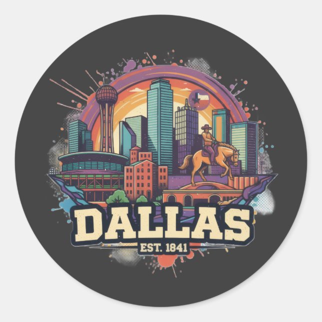 Dallas Texas T-Shirt | Lone Star State City Pride Classic Round Sticker (Front)