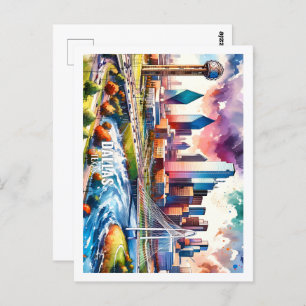 Dallas Texas US Famous Place watercolor Postcard