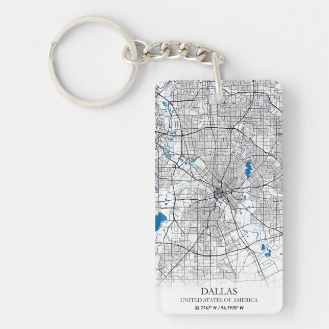 Dallas Texas USA City Travel City Map Key Ring (Front)