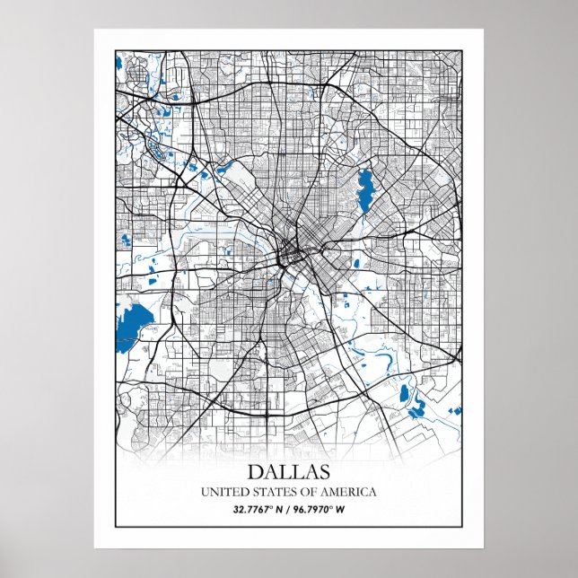 Dallas Texas USA City Travel City Map Poster (Front)