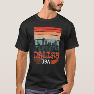 Dallas Texas USA Retro Vintage Sunset Skyline Dall T-Shirt