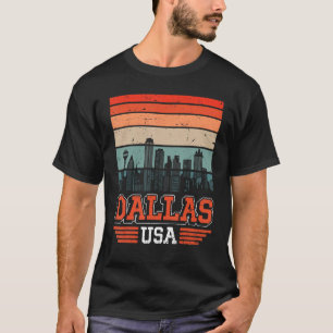 Dallas Texas USA Retro Vintage Sunset Skyline Dall T-Shirt