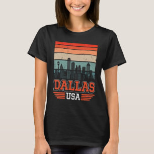 Dallas Texas USA Retro Vintage Sunset Skyline Dall T-Shirt