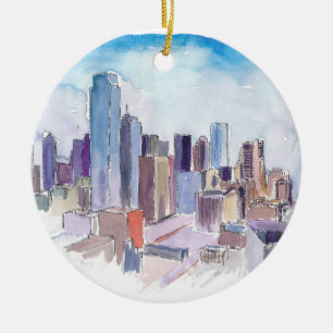 Dallas Texas USA Skyline Ceramic Tree Decoration
