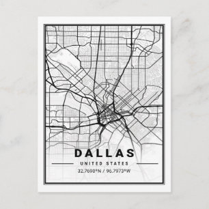 Dallas Texas USA Travel City Map Poster Postcard