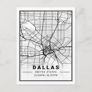 Dallas Texas USA Travel City Map Poster Postcard