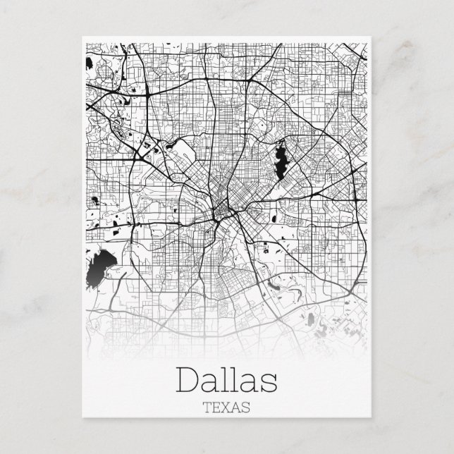 Dallas Texas USA Travel City Road Map Postcard (Front)