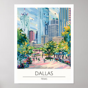 Dallas Texas USA Vintage Art Illustration Travel Poster