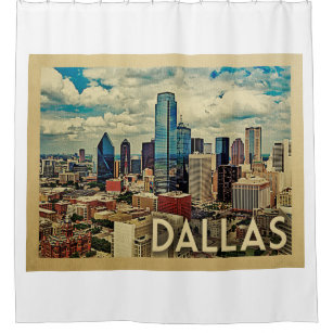 Dallas Texas Vintage Travel Shower Curtain
