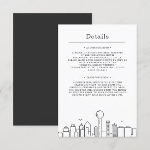 Dallas, Texas Wedding   Guest Details Invitation