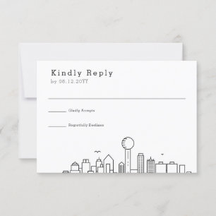 Dallas, Texas Wedding   Stylised Skyline RSVP
