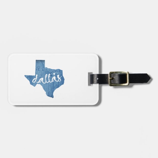 Dallas, Texas Wood Grain Luggage Tag (Front Horizontal)