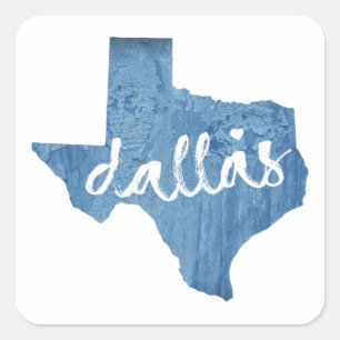 Dallas, Texas Wood Grain Square Sticker