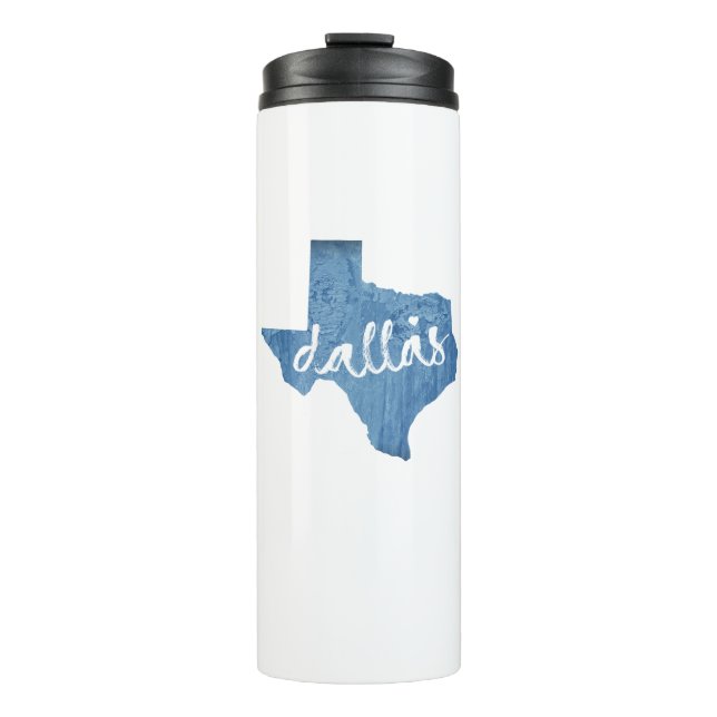 Dallas, Texas Wood Grain Thermal Tumbler (Front)
