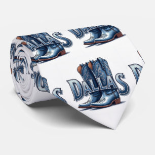 Dallas Text with Cowboy Boots Neck Tie