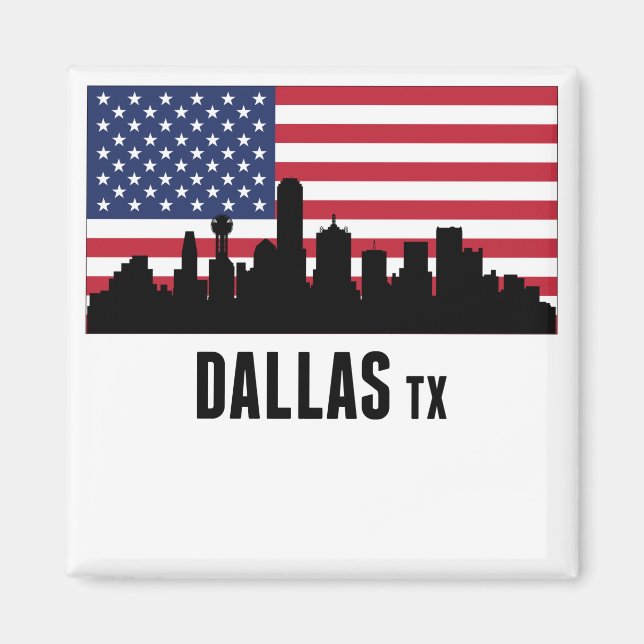 Dallas TX American Flag Magnet (Front)