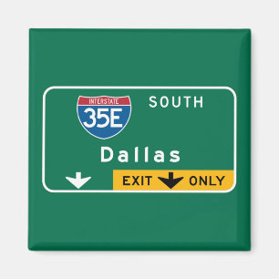 Dallas, TX Road Sign Magnet