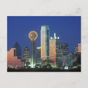 'Dallas, TX skyline at night with Reunion Tower' Postcard