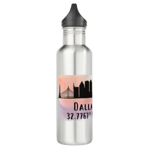 Dallas TX Skyline Latitude and Longitude  710 Ml Water Bottle