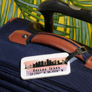 Dallas TX Skyline Latitude and Longitude   Luggage Tag