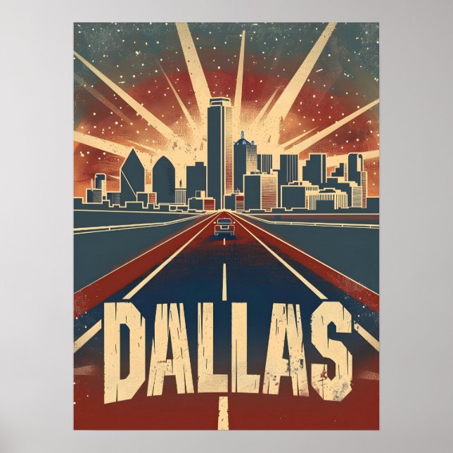Dallas Vintage Travel Ad Art Poster (Front)