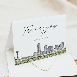 DALLAS Watercolor Skyline Thank You Card