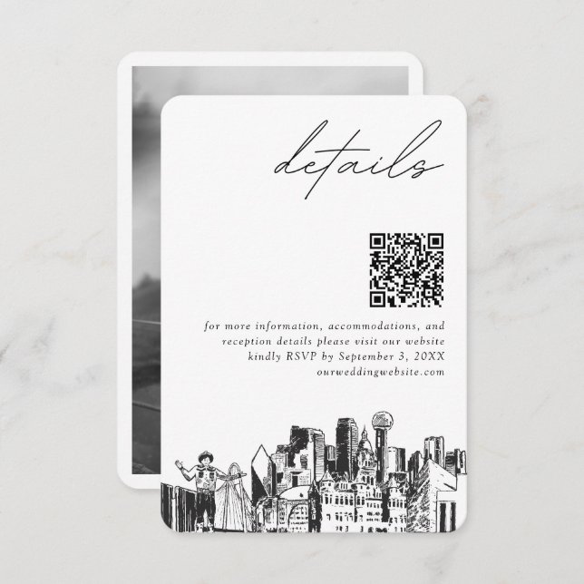 Dallas Wedding Details QR Code Small Enclosure Card (Front/Back)