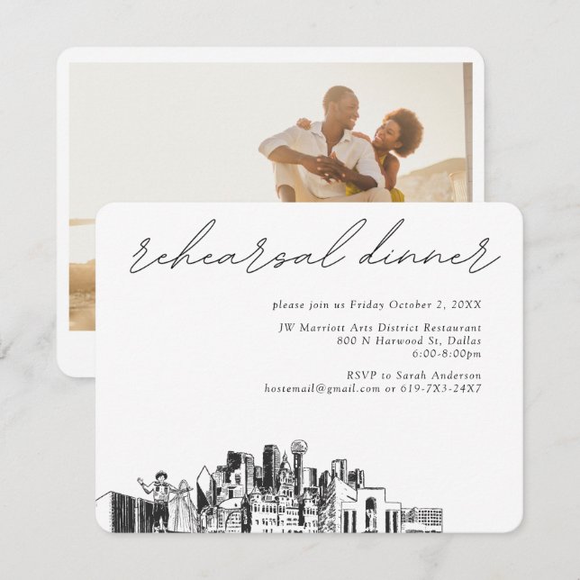 Dallas Wedding Rehearsal Invitation Enclosure Card (Front/Back)