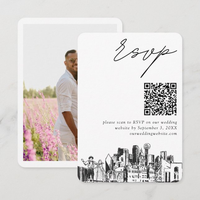 Dallas Wedding RSVP QR Code Small Enclosure Card (Front/Back)