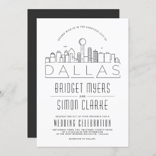 Dallas Wedding   Stylised Skyline Invitation