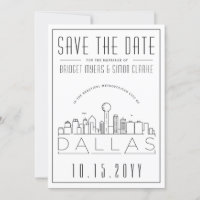 Dallas Wedding Stylised Skyline Save the Date